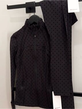 lululemon athletica Black Polka Dot Zip Jacket and Leggings